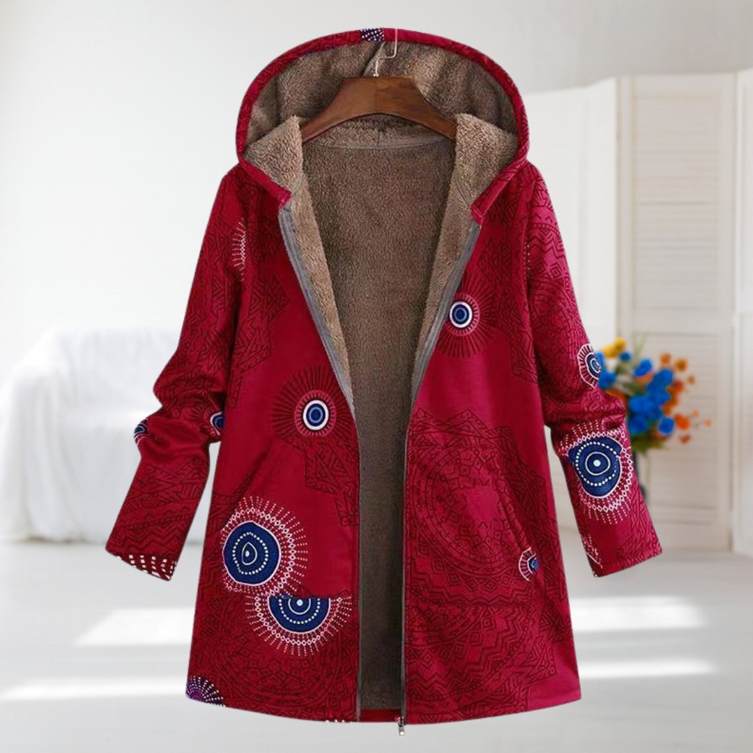 Miriam | Red Mandala Hooded Coat