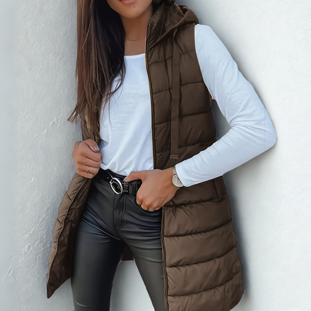 EIRLYS | CASUAL SLEEVELESS HOODED PUFFER VEST