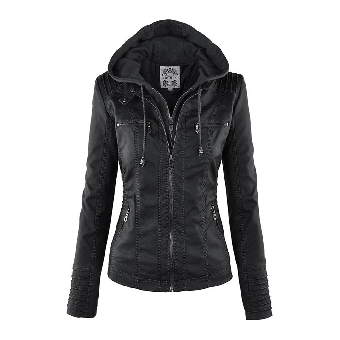 Cynthia | Hooded Zip-Pocket Biker Jacket