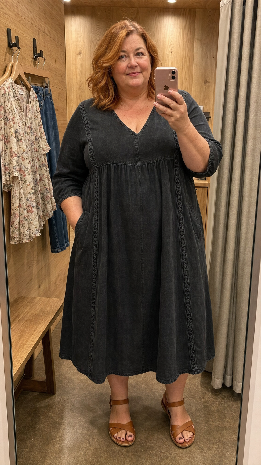 Juliette | Lace-Trim A-Line Midi Dress