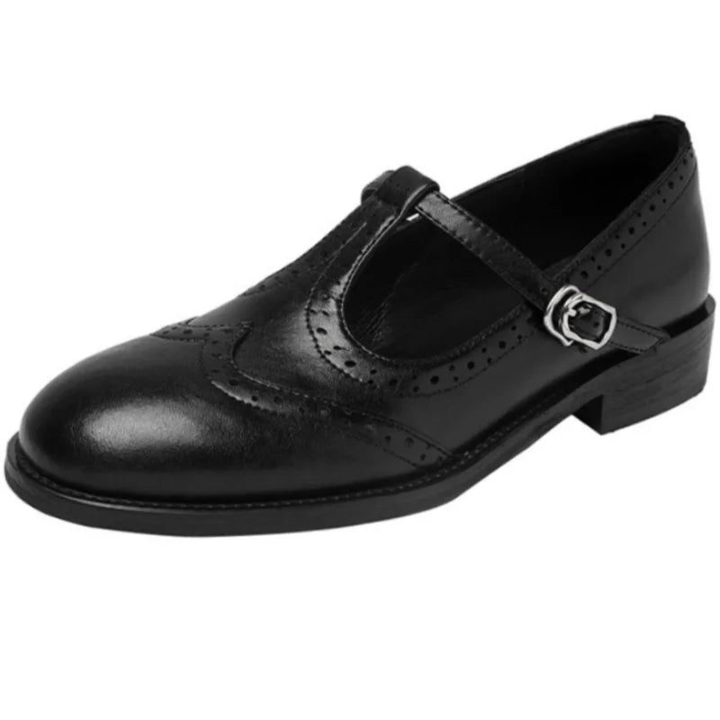 Miana T-strap Mary Jane in black, single shoe side view