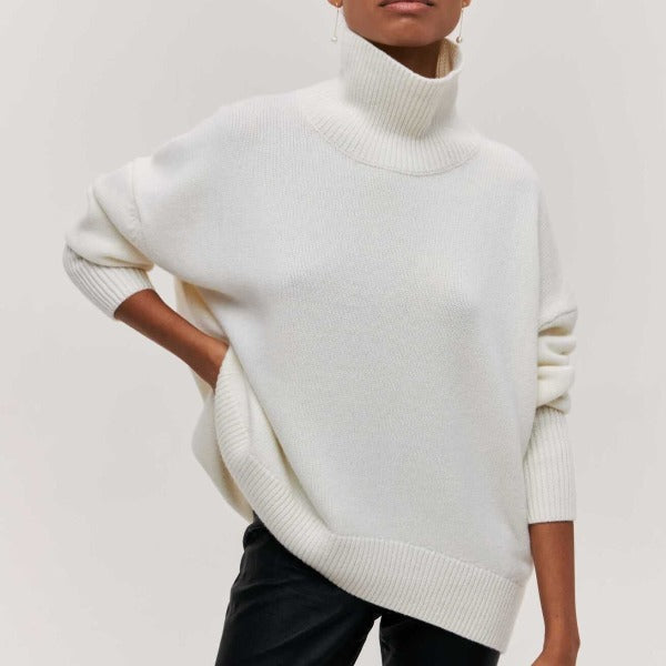 Adrianelys high-neck sweater in white, front view
