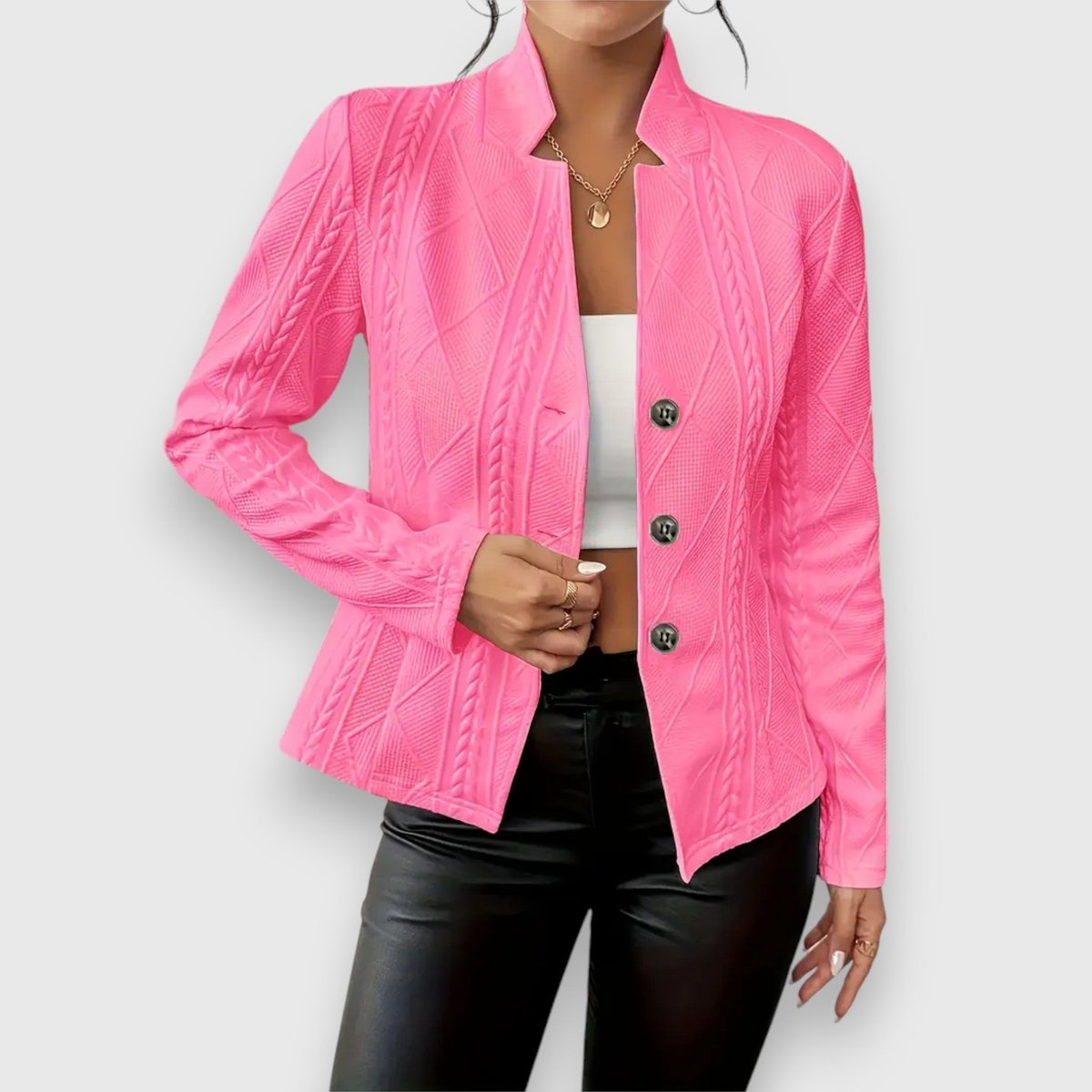 Loretta | Cable-Textured Button-Front Cardigan