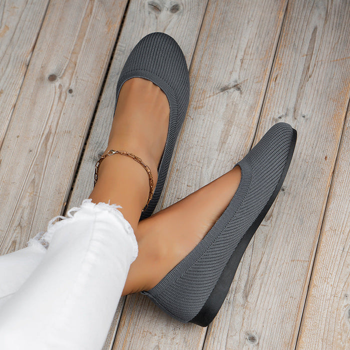 Anna knitted slip-on shoes in grey, worn top view