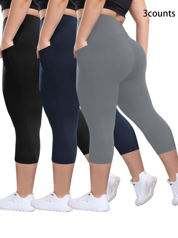 Zinnia capri leggings in black, navy and grey, back view
