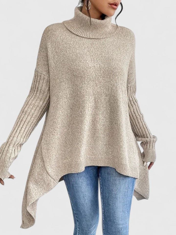 Keiralyss turtleneck sweater in khaki, relaxed oversized silhouette