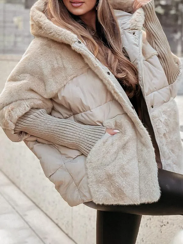 Elsie puffer jacket in beige, close-up of pocket and cuff