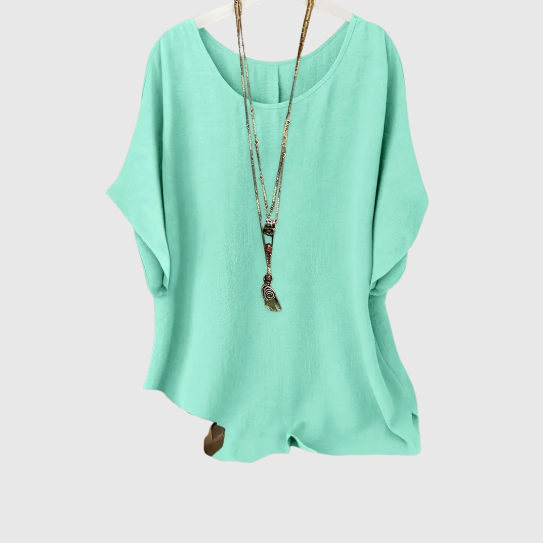 Ardina casual comfort blouse in turquoise, front view