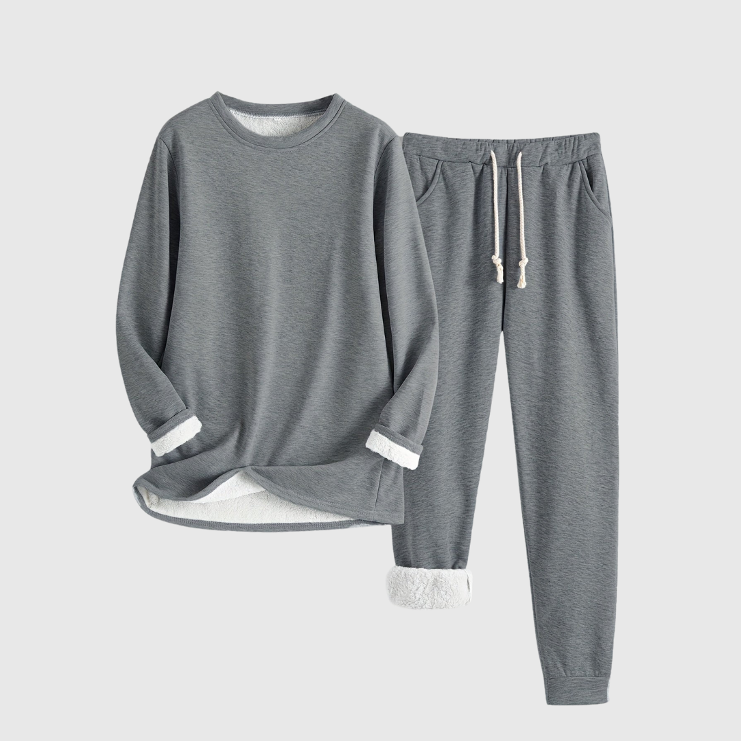 Elsy cosy relaxation set in dark grey, top and tapered joggers