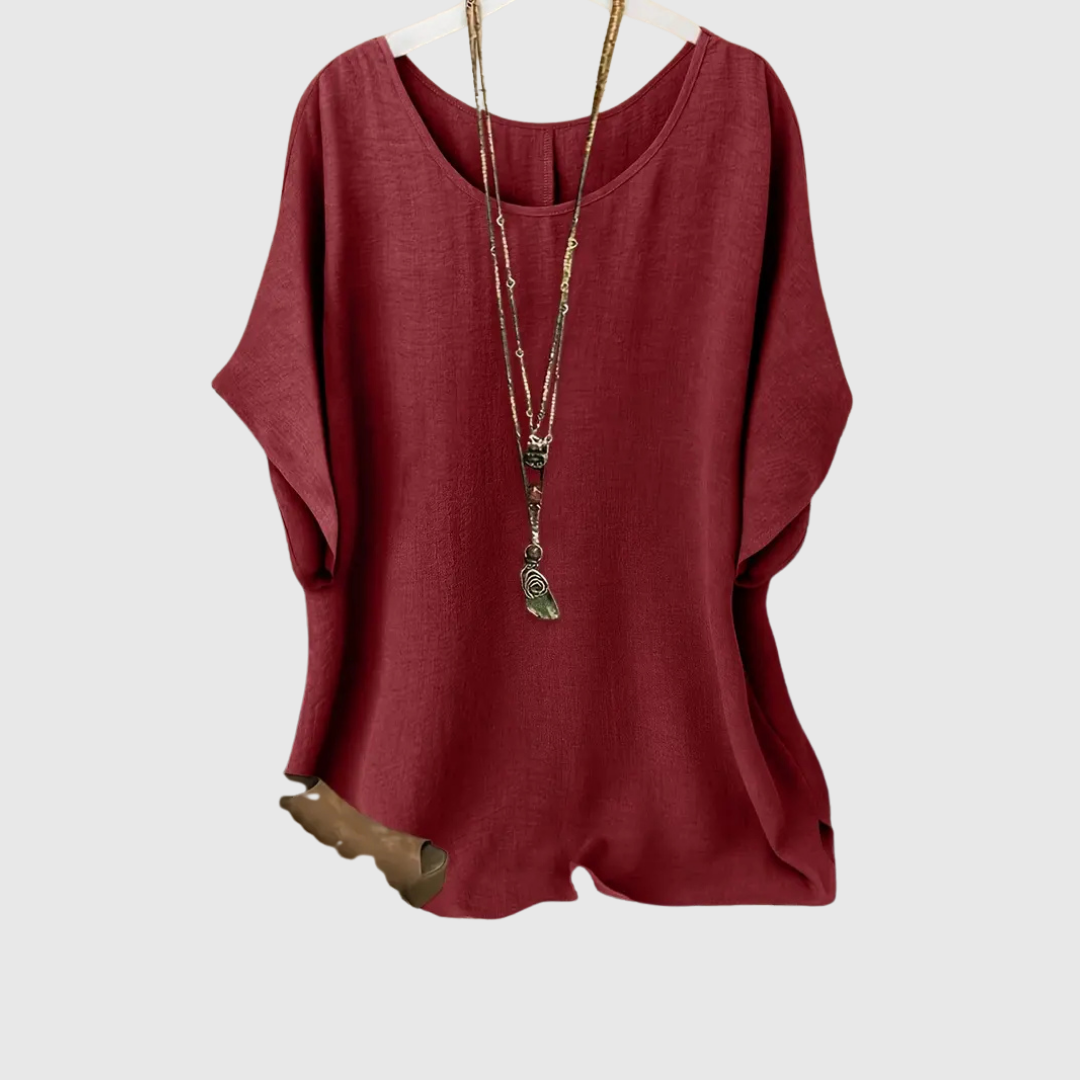 Ardina casual comfort blouse in burgundy, front view