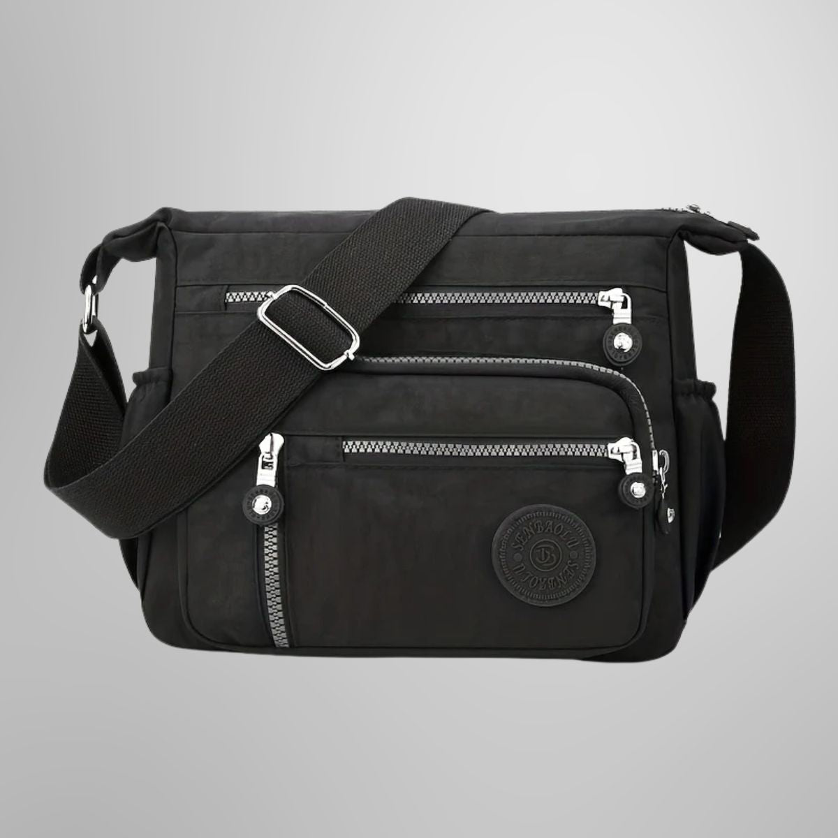 Evelisse modern shoulder bag in black, front view