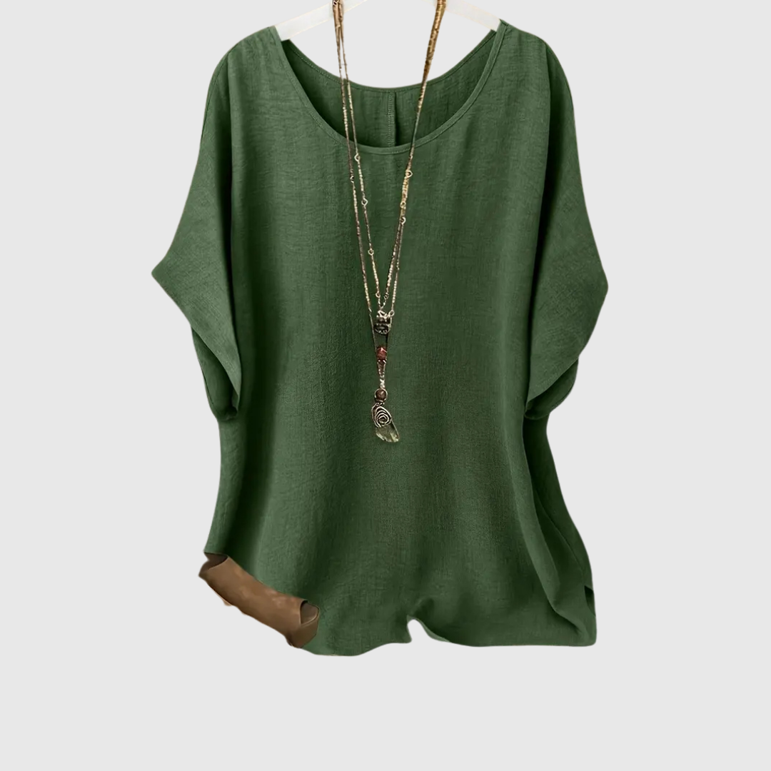 Ardina casual comfort blouse in green, front view