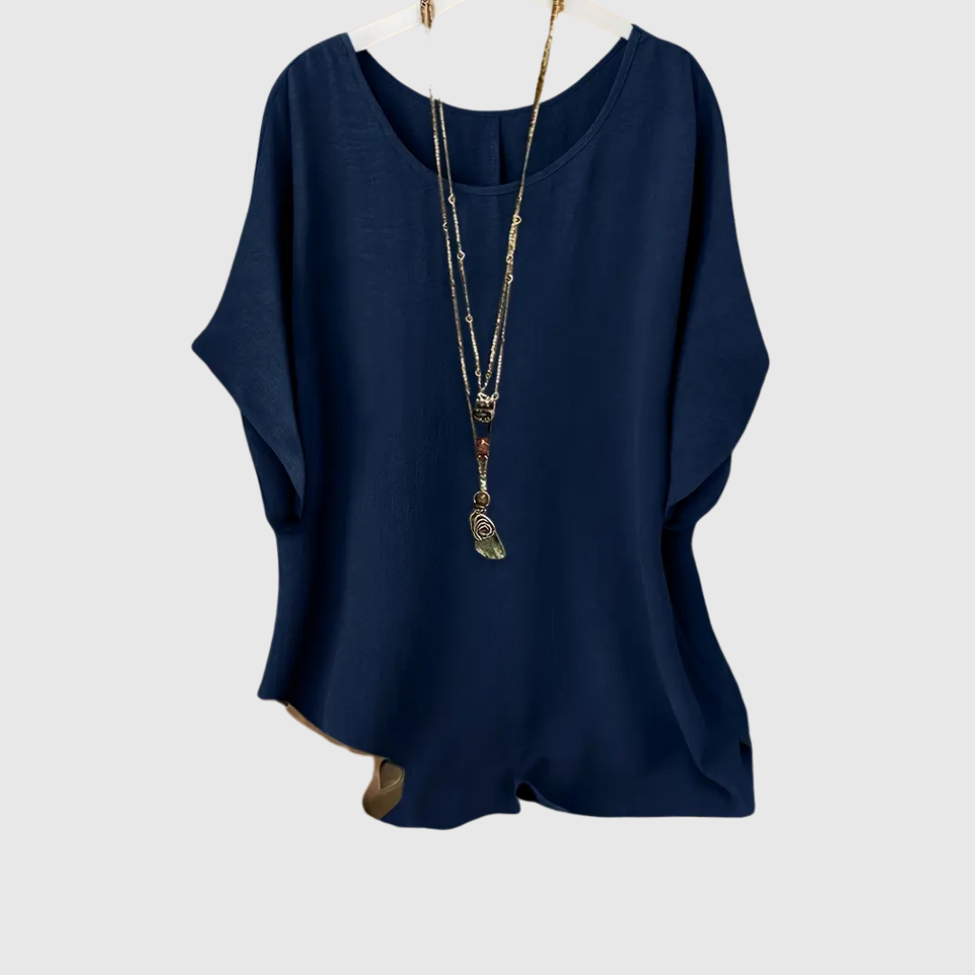 Ardina casual comfort blouse in navy blue, front view