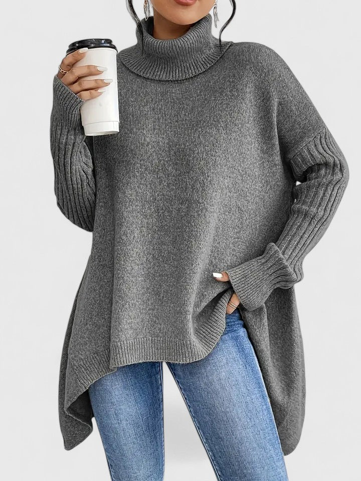 Keiralyss turtleneck sweater in grey, full front view