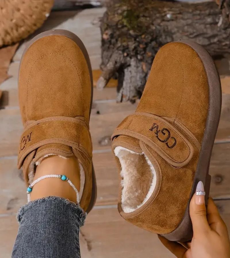 Doralise strap shoes in brown, top view showing strap detail