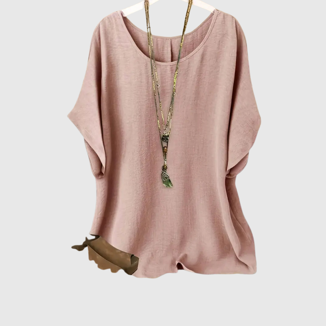 Ardina casual comfort blouse in soft pink, front view