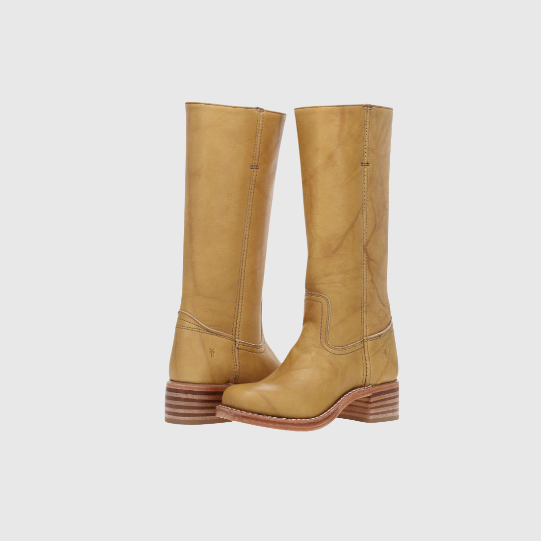 Lerelia knee-high boots in yellow, angled pair view
