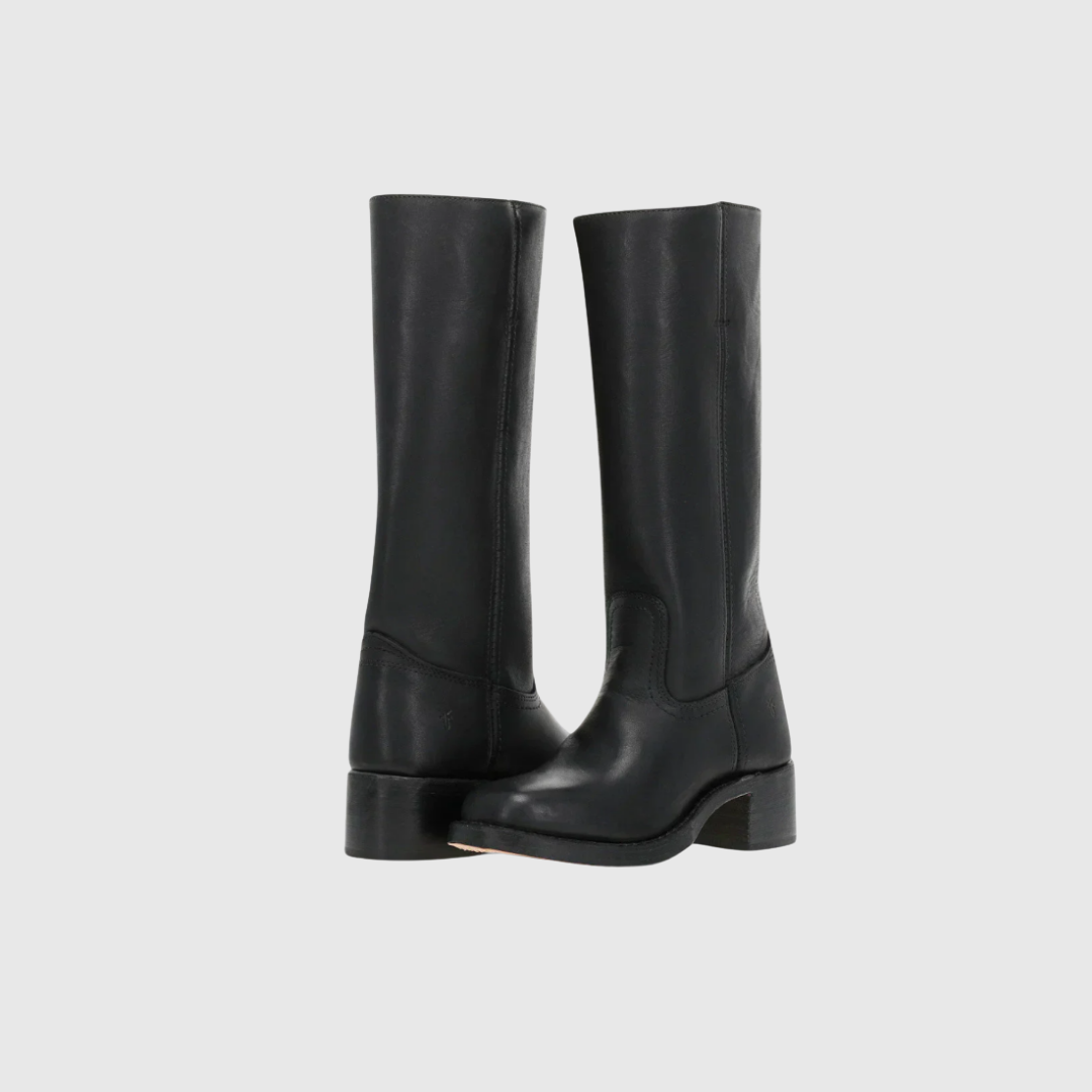 Lerelia knee-high boots in black, angled pair view