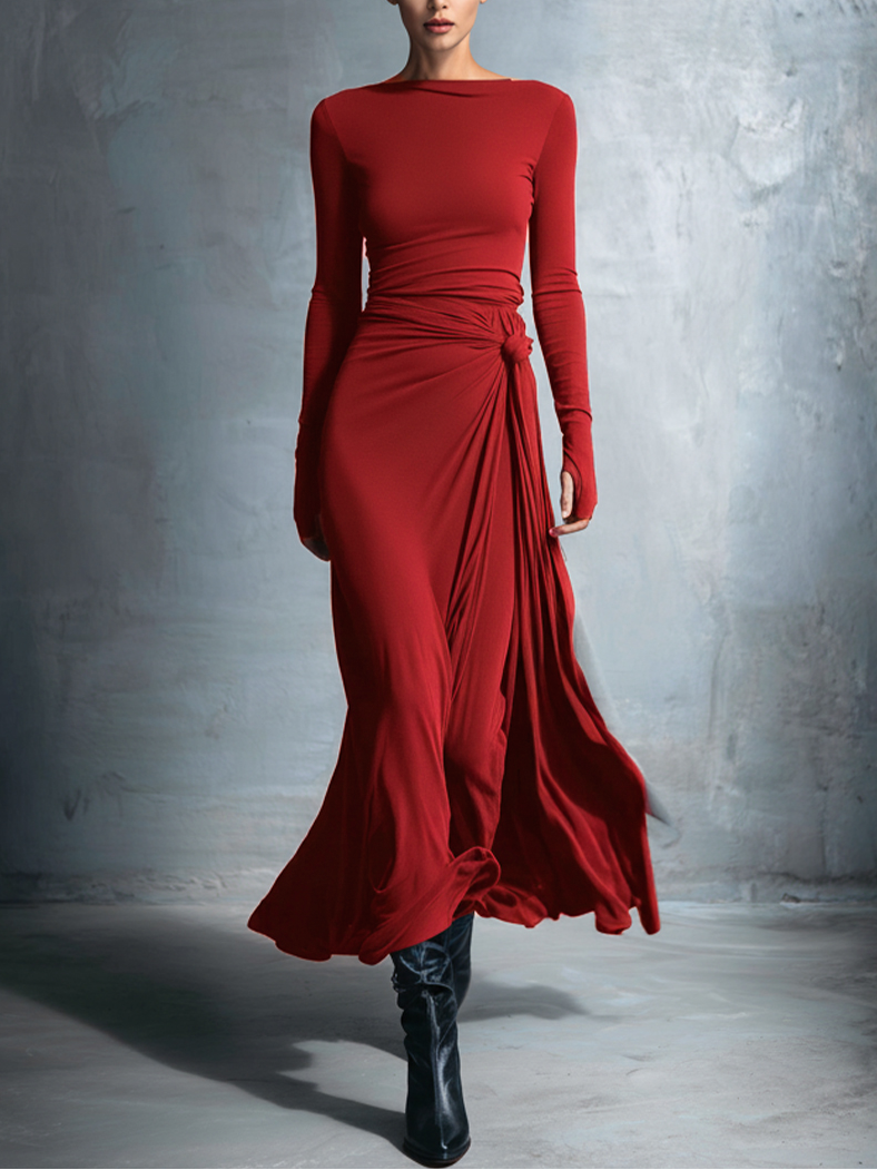 Yasmina maxi dress in burgundy, full-length front view