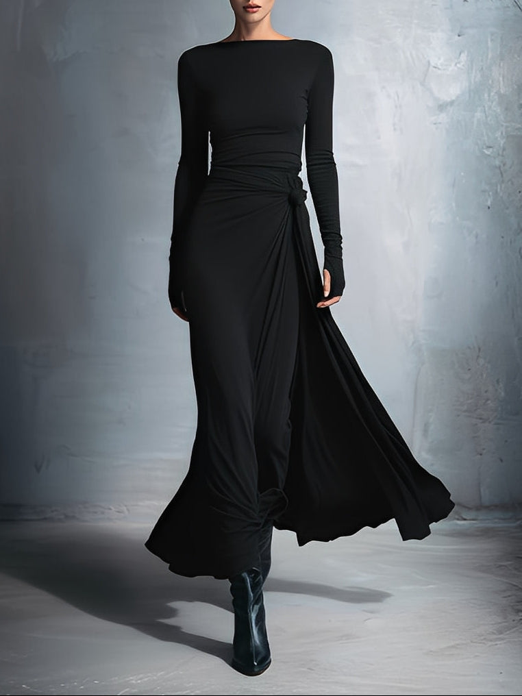 Yasmina maxi dress in black, full-length front view