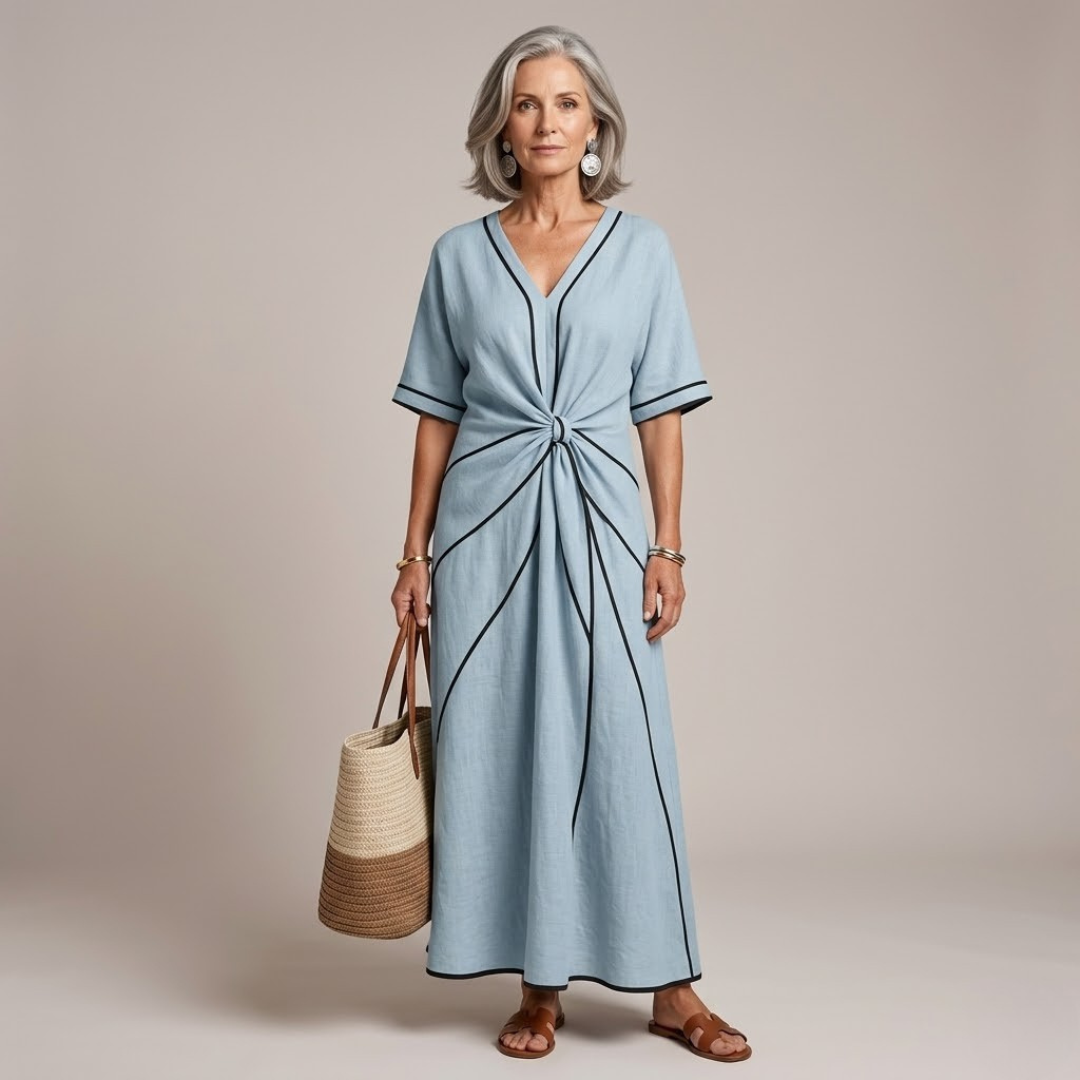 Freya everyday maxi dress in blue, full-length front view