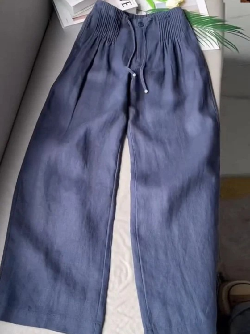 Zerena wide leg trousers in deep blue, full-length front view