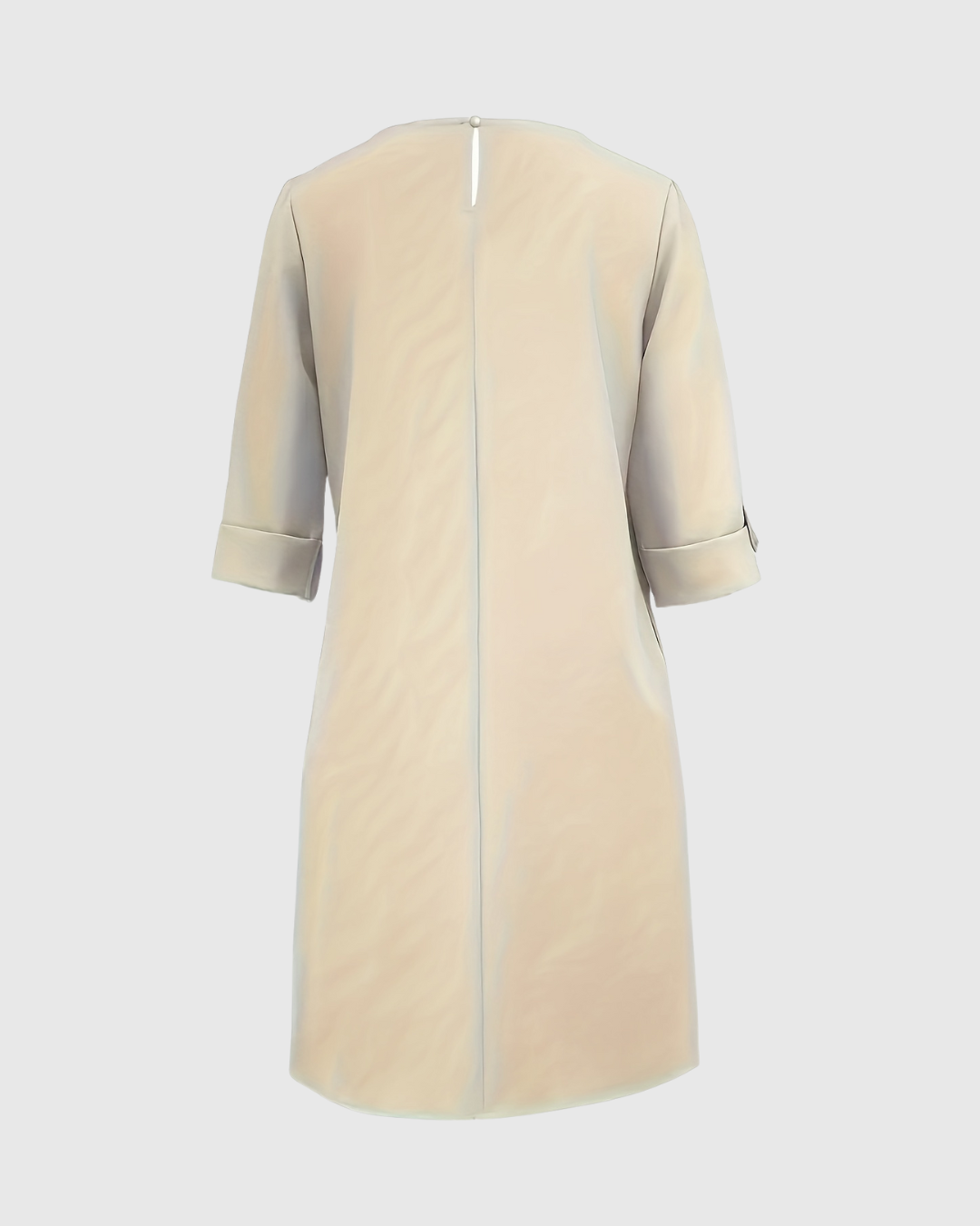 Daphne all-day dress in beige, back view on plain background