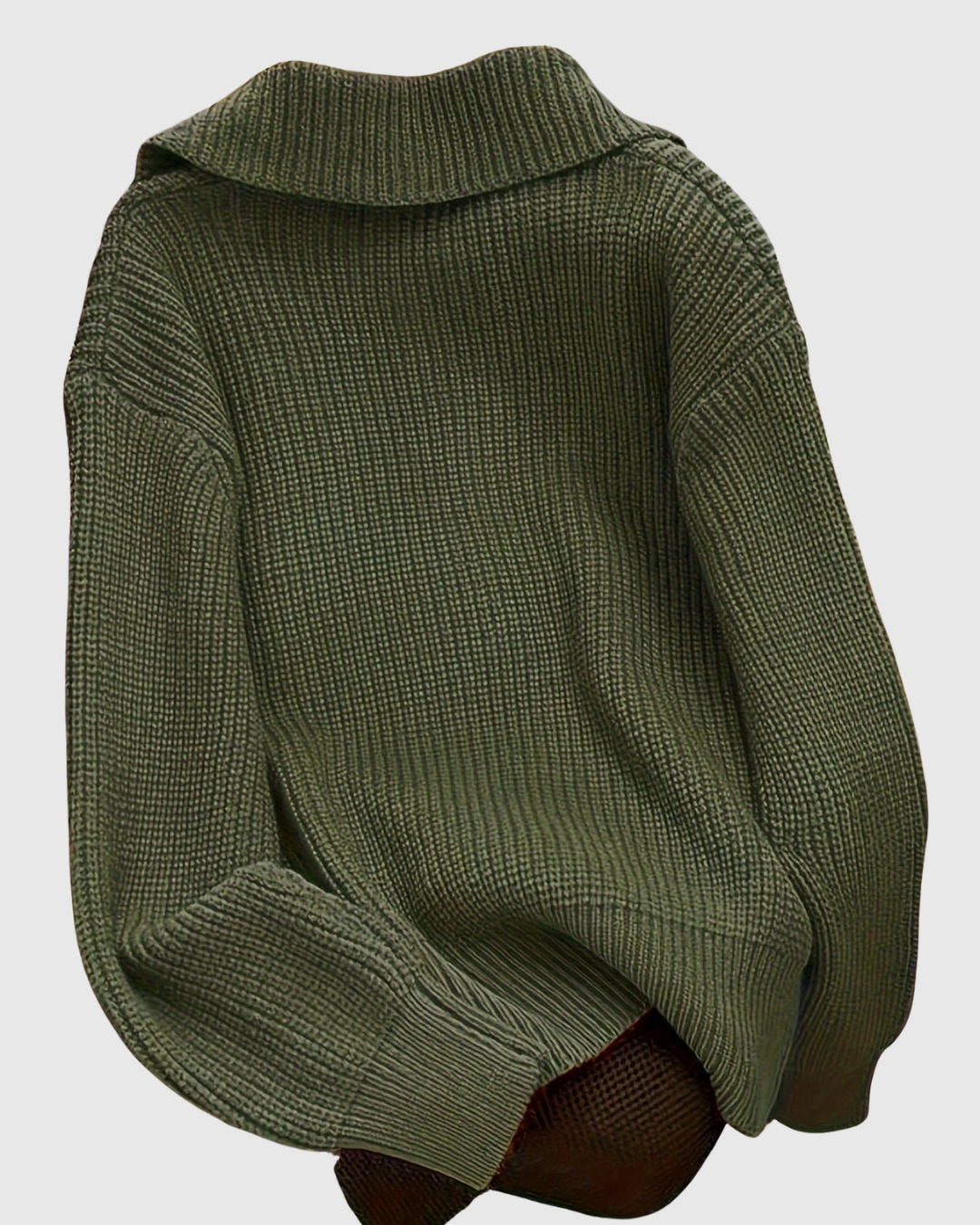 Marisse knit jacket in green, product view showing collar and cuffs