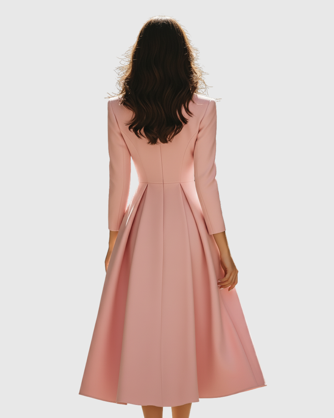 Ceryth blazer midi dress in blush pink, back view