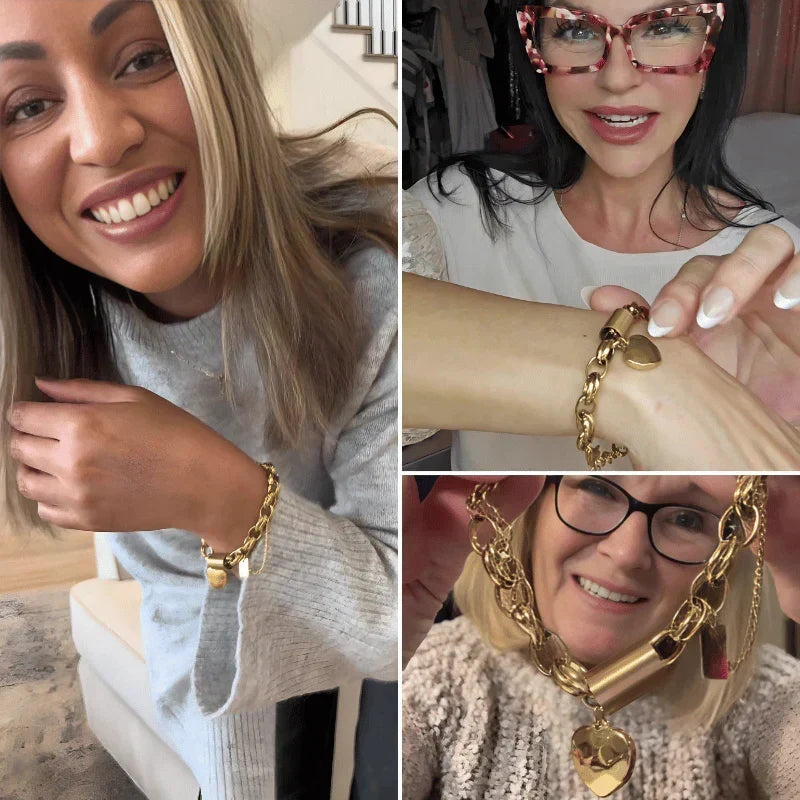 CHUNKY GOLD HEART BRACELET