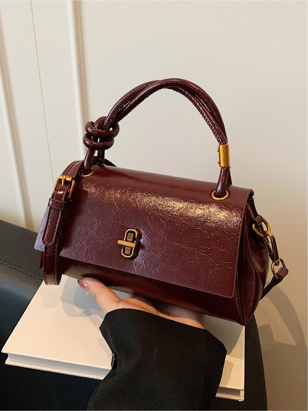 Emma small crossbody satchel in burgundy, front view