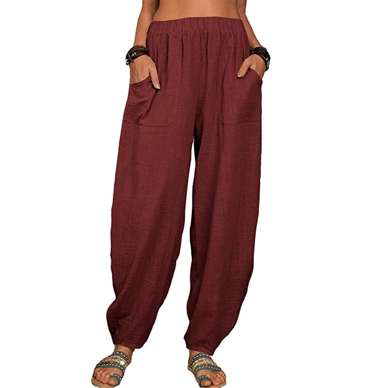 Elviane casual harem pants in red, front view