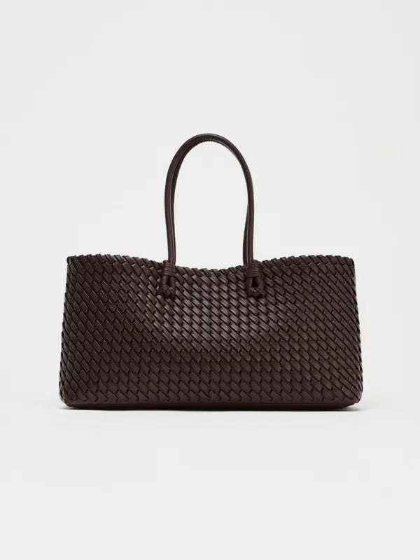 Lindsay woven tote bag in burgundy, front view