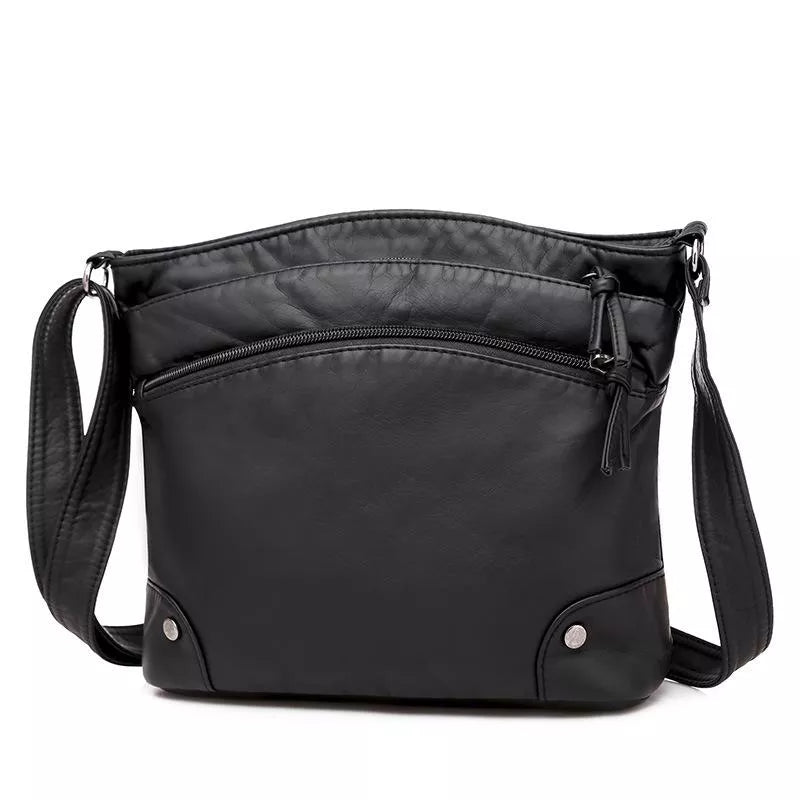 Celine leather shoulder bag in black, front view