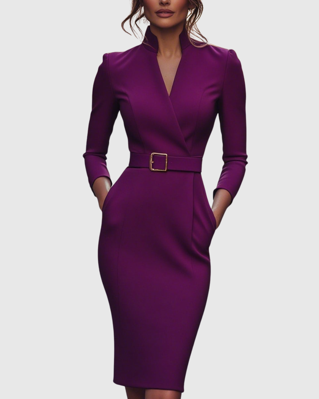 Claribel refined midi dress in purple, front view