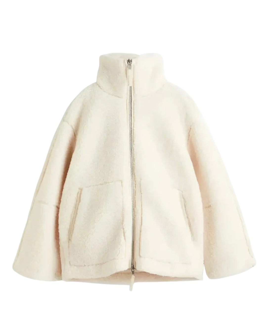 Araminta teddy winter jacket in cream, product front view