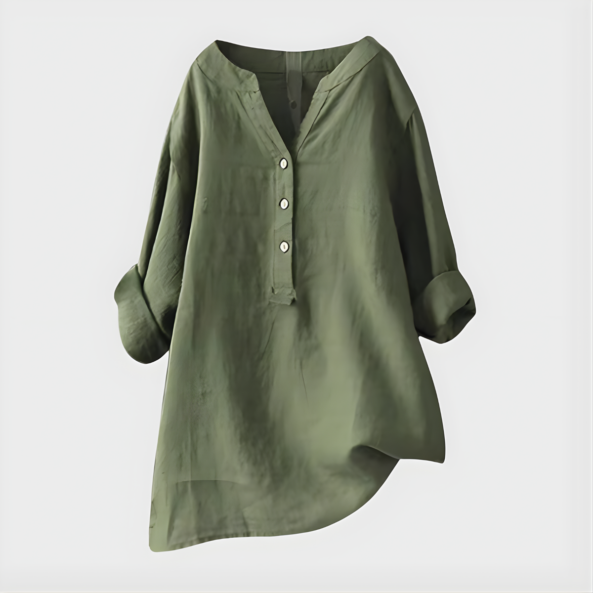 Veronique V-neck blouse in green, front view
