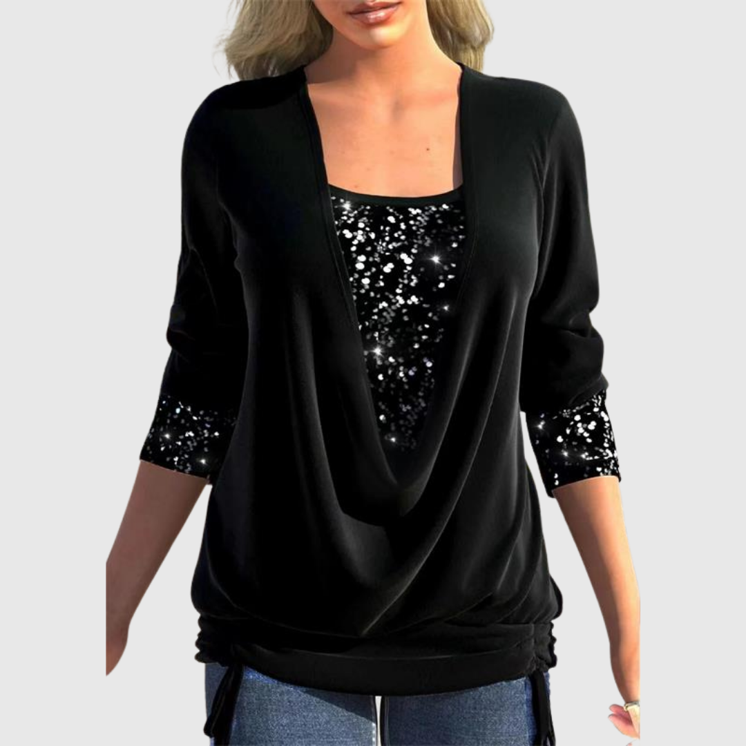 ODELINE | MODERN SEQUIN LAYER BLOUSE