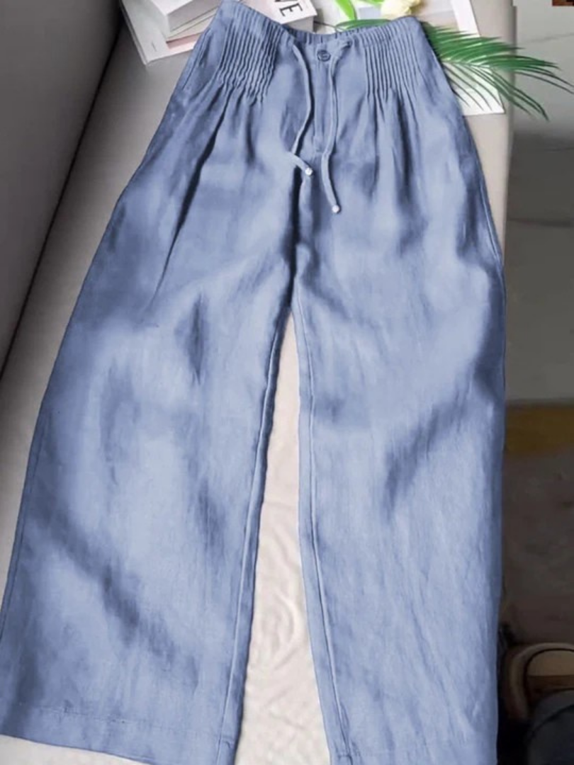 Zerena wide leg trousers in blue, full-length front view