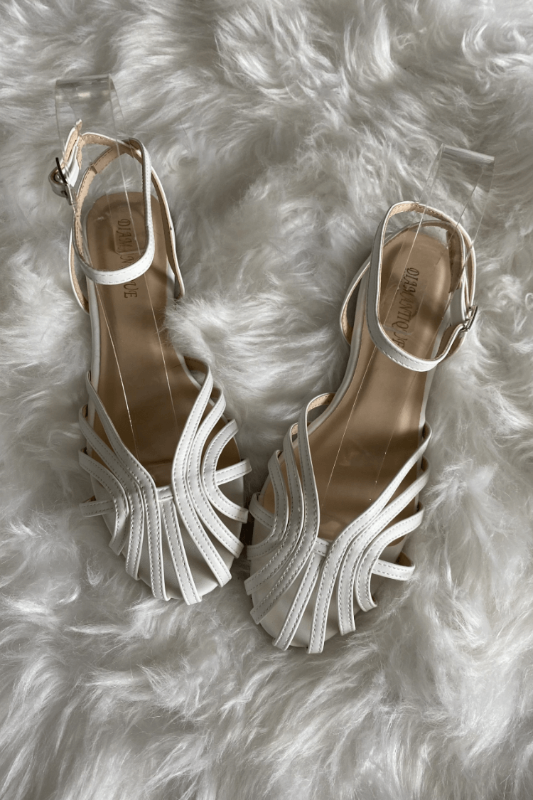 Vittoria jewel sandals in white, pair shown from above