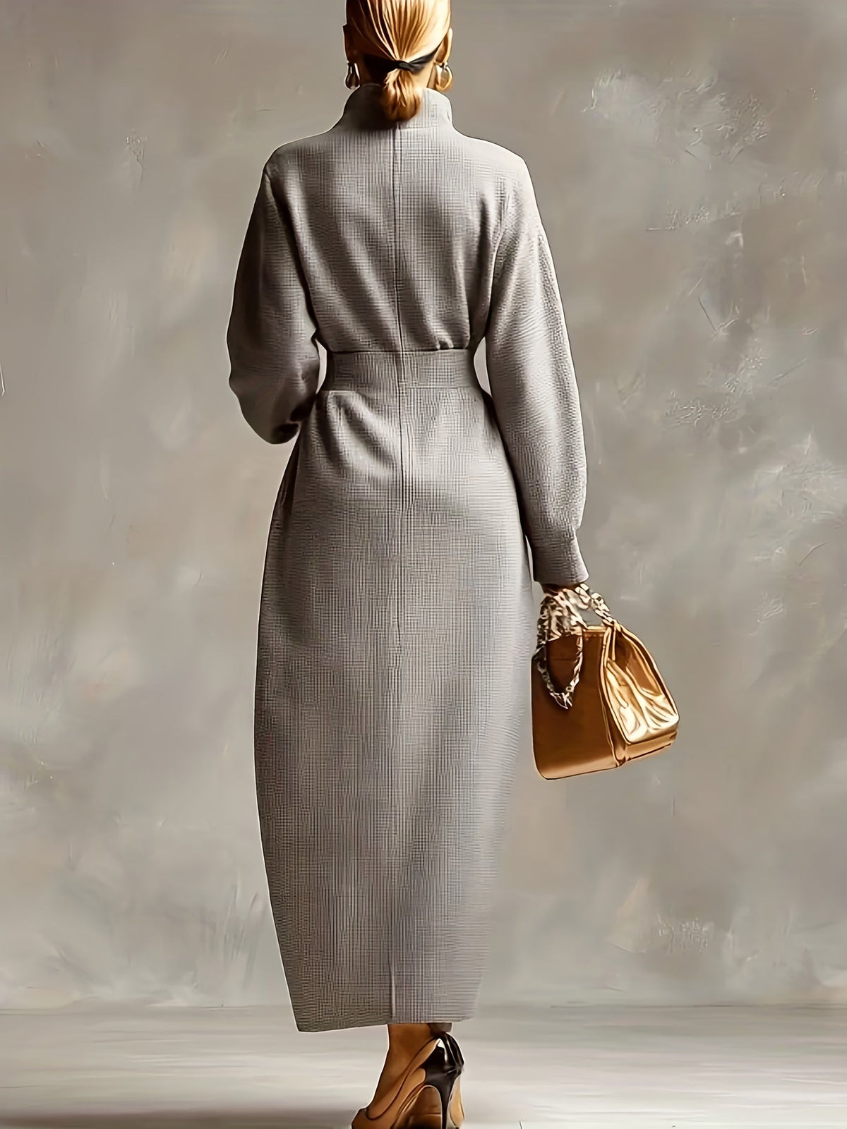 Stella Ertois maxi dress in grey, full-length back view