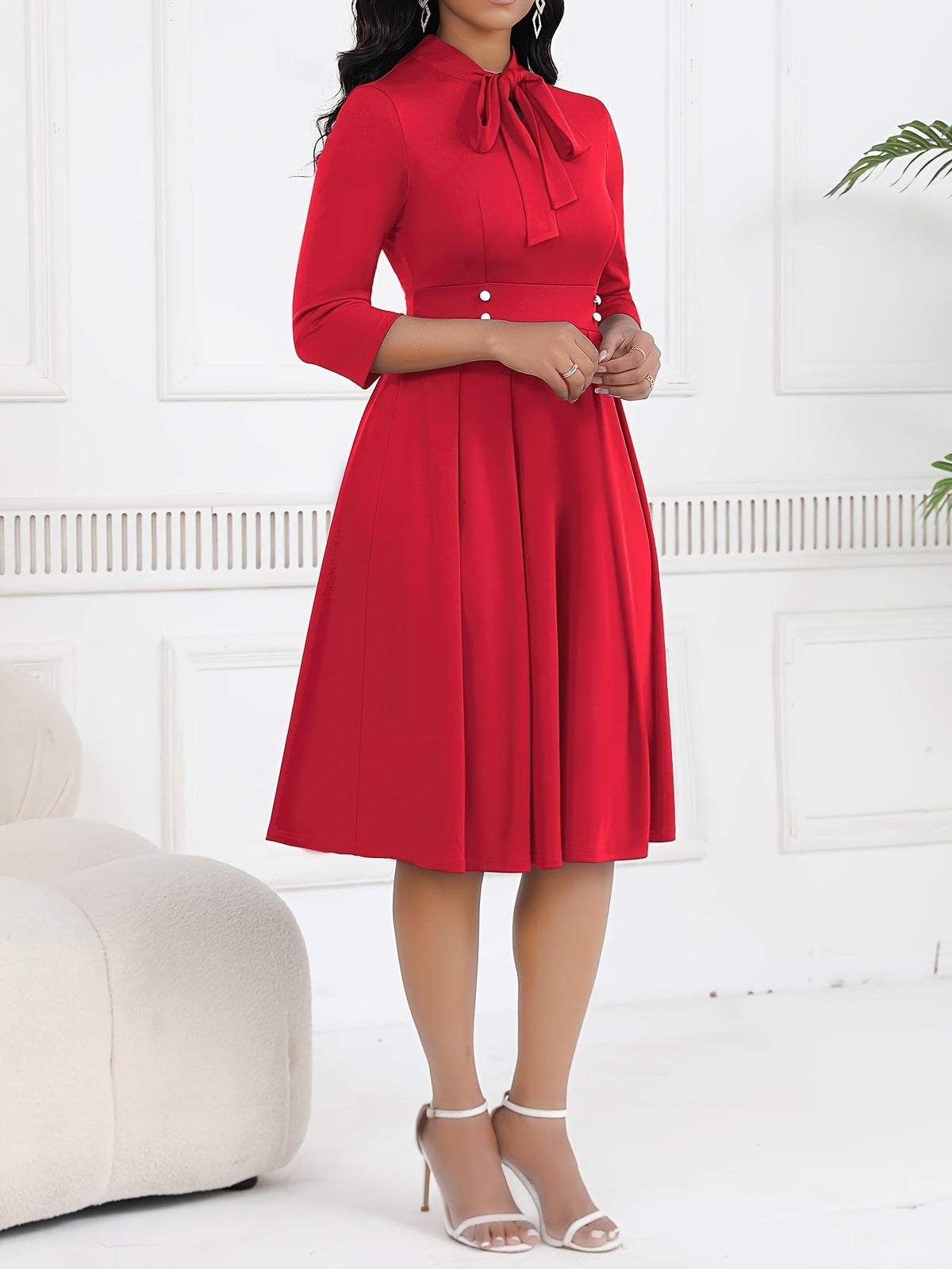 OLIVIA TIE-WAIST MIDI DRESS