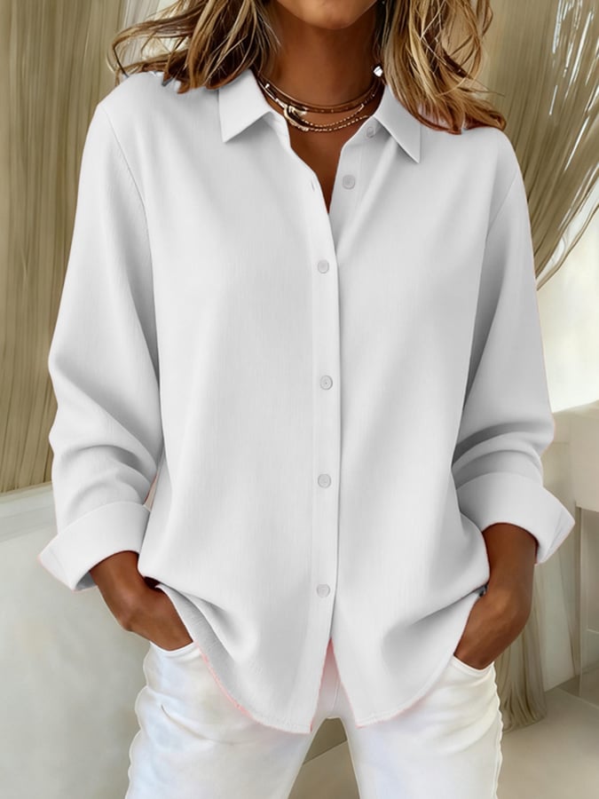 Cathy button-down shirt in white, front view