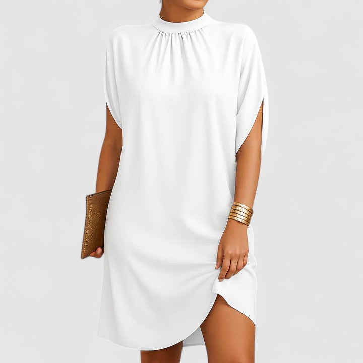 Larissa elegant dress in white, front view