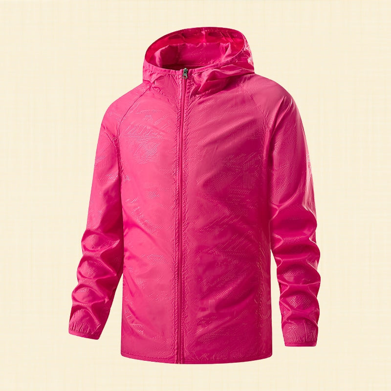 Vera waterproof shield jacket in pink, front view