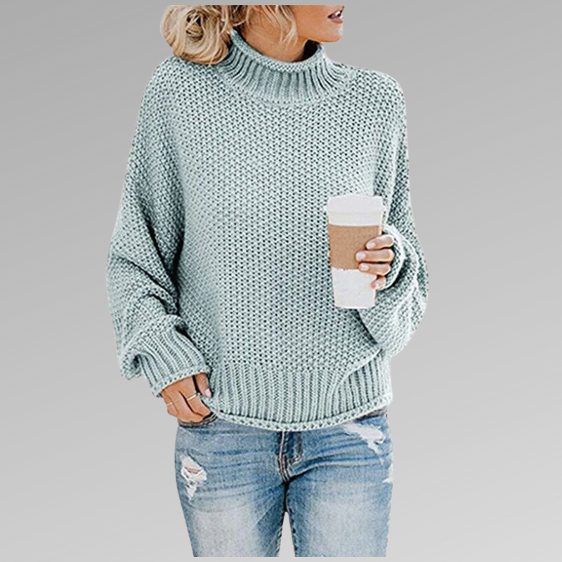 Valerianne elegant sweater in sky blue, front view