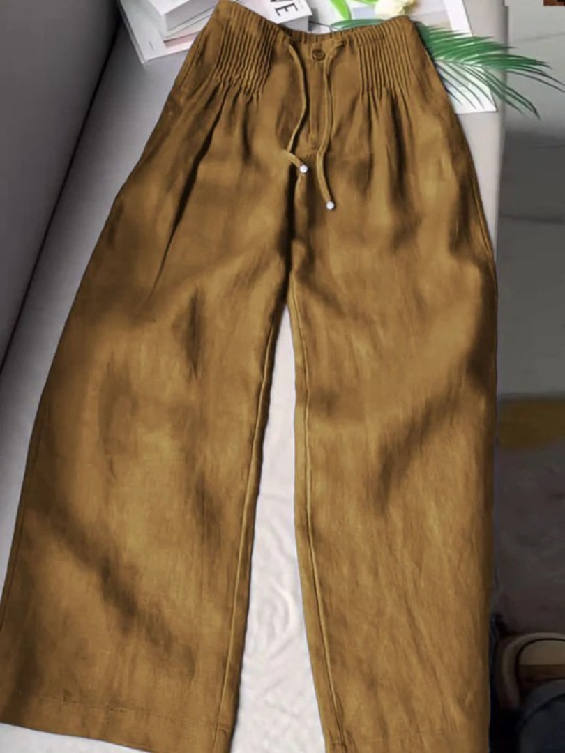 Zerena wide leg trousers in khaki, full-length front view
