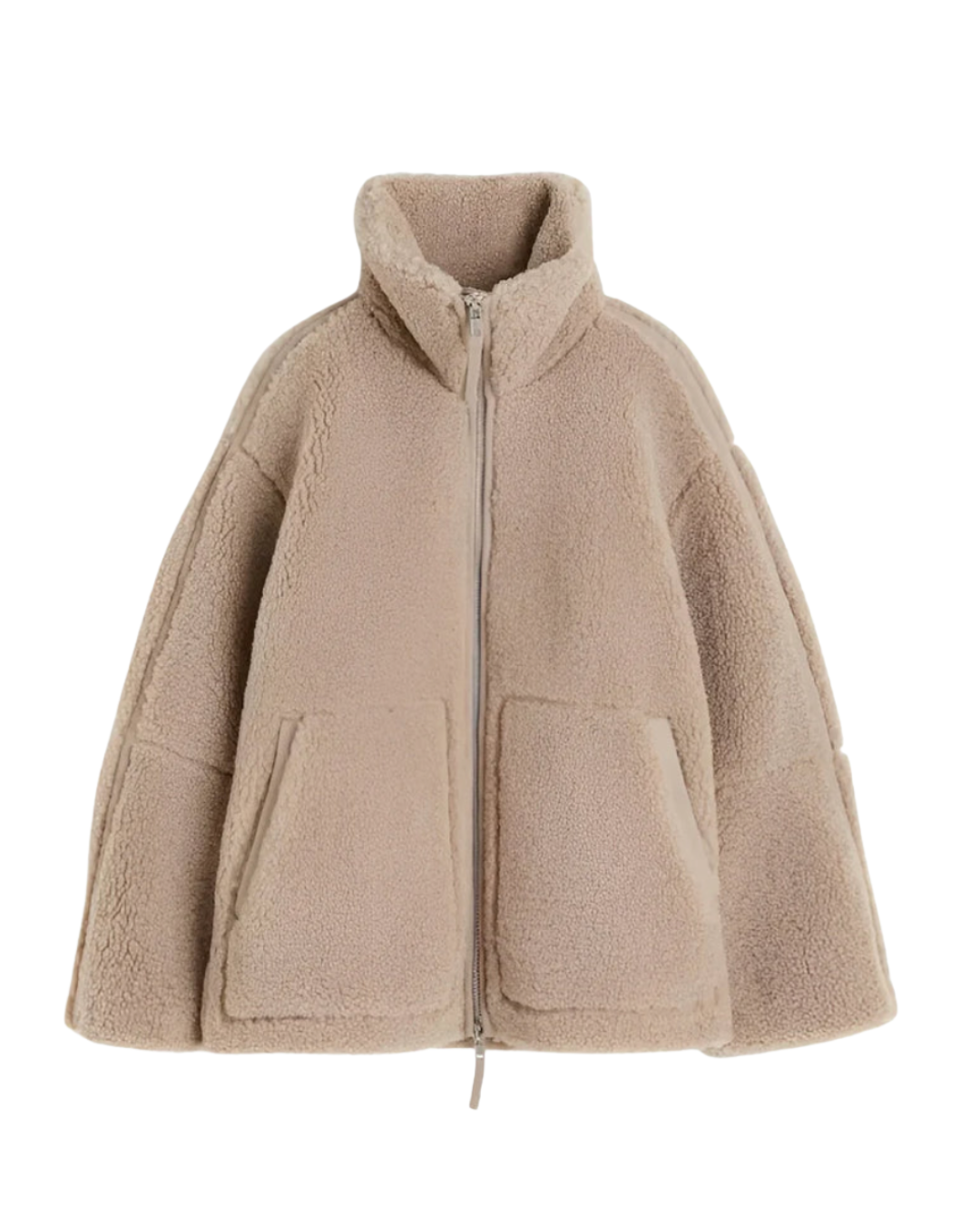 Araminta teddy winter jacket in light brown, product front view