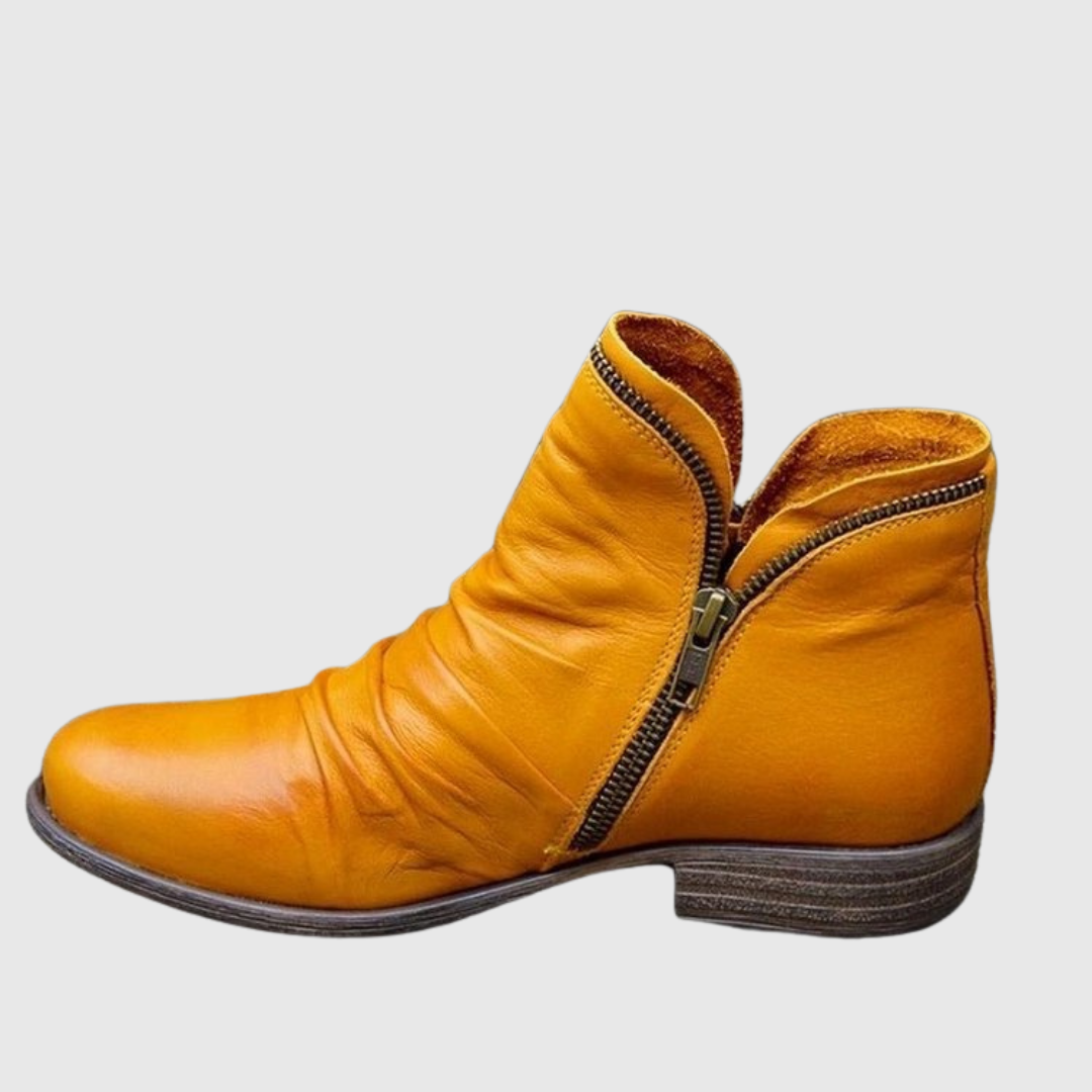 Lunara side-zip ankle boot in yellow, side view