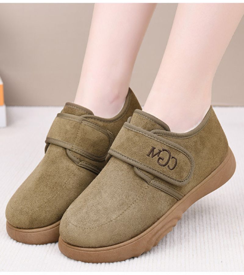 Doralise strap shoes in khaki, close front view on model